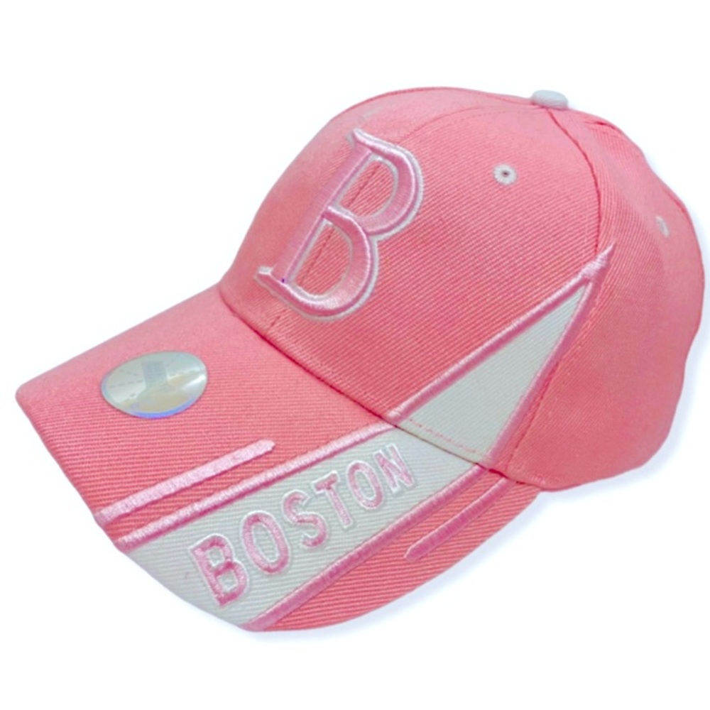 Boston massachusetts pink bay state apparel baseball cap hat women 100% cotton